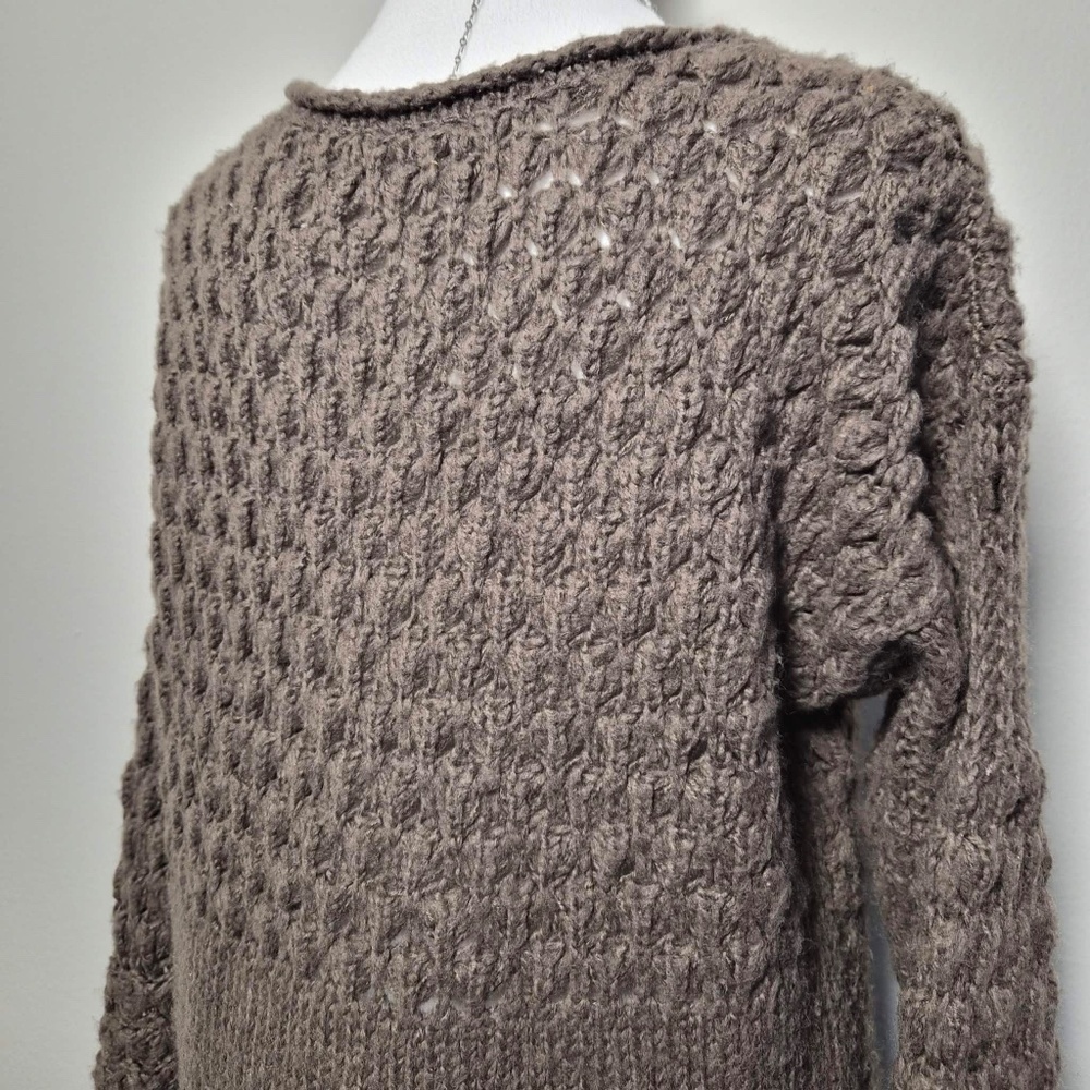 Free People Shabby Chic Earthy Cottage Brown Forest Garden Chunky Knit Sweater - Picture 8 of 12